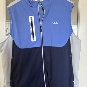 Peter Millar Sleeveless Colorblock Vest in Periwinkle, Navy & Light Gray